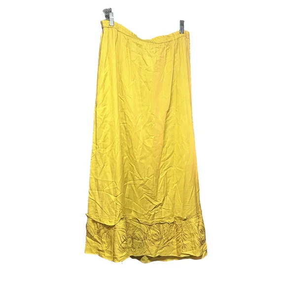 Yellow Floral Maxi Skirt - Women's 16 - Rayon Bohemian - Picture 3 of 6